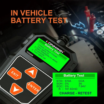 KONNWEI KW208 Car Battery Tester 12V 100 to 2000CCA Cranking Circut Tester Circut Battery Analyzer 12 Volts Battery Tool BM550
