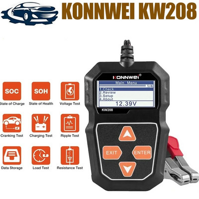 KONNWEI KW208 autoaku tester 12V 100 kuni 2000CCA väntamine laadimisahela tester aku analüsaator 12 volti aku tööriist BM550