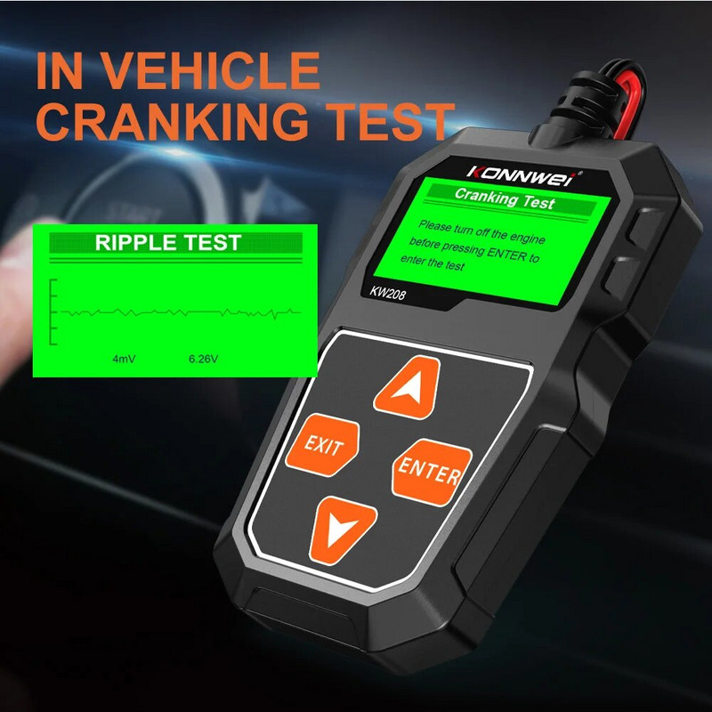 KONNWEI KW208 autoaku tester 12V 100 kuni 2000CCA väntamine laadimisahela tester aku analüsaator 12 volti aku tööriist BM550