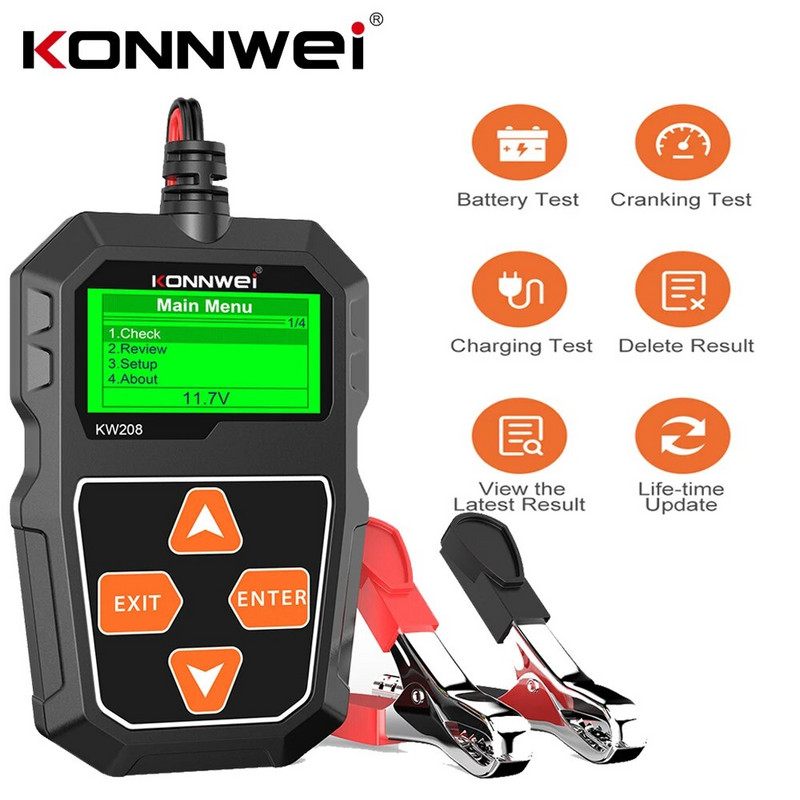 KONNWEI KW208 autoaku tester 12V 100 kuni 2000CCA väntamine laadimisahela tester aku analüsaator 12 volti aku tööriist BM550