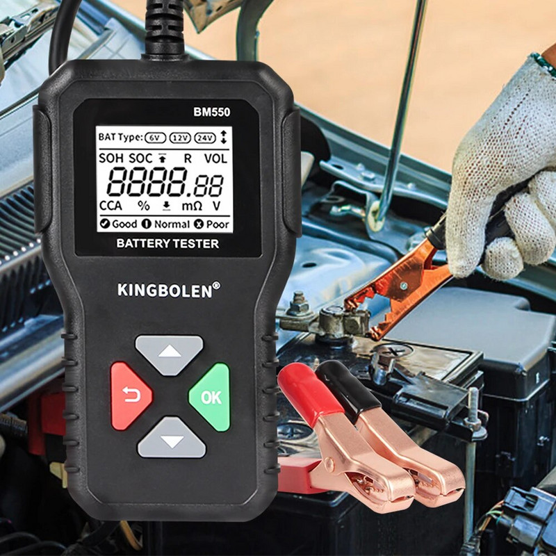 BM550 automaatne akuanalüsaator, must 100-2000 CCA 6V 12V 24V akusüsteem, tuvastada auto aku tööriist auto aku tester