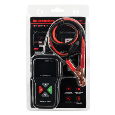 KINGBOLEN BM550 PLUS autoaku tester AUTO 6V 12V 24V akusüsteem tuvastab värvilise ekraani OBD EOBD CAN aku analüsaatori tööriist