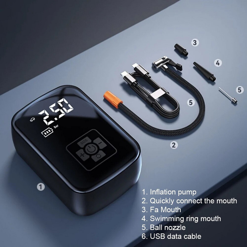 Inflator kaasaskantav õhukompressor kaasaskantav elektriline õhukompressor kaasaskantav elektriline õhupump 150 PSI rehvipump autorehvidele