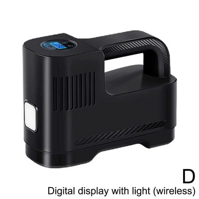 Bezvadu automašīnas gaisa kompresors 120 W Auto automašīnu riepu piepūšanas sūknis ar LED apgaismojumu, ātri papildināms elektriskā sūkņa gaisa piepūtējs