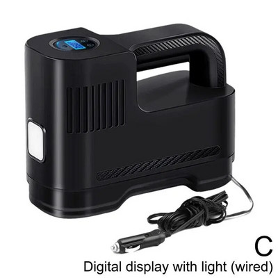 Bezvadu automašīnas gaisa kompresors 120 W Auto automašīnu riepu piepūšanas sūknis ar LED apgaismojumu, ātri papildināms elektriskā sūkņa gaisa piepūtējs