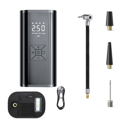 Nešiojamas oro kompresorius, elektrinis automobilio siurblys, automatinis motociklo padangų pripūtimo skaitmeninis slėgio matuoklis, aptinkamas su LED lempa