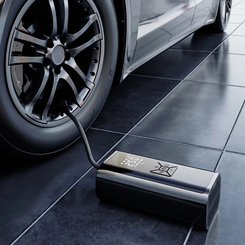 Nešiojamas oro kompresorius, elektrinis automobilio siurblys, automatinis motociklo padangų pripūtimo skaitmeninis slėgio matuoklis, aptinkamas su LED lempa