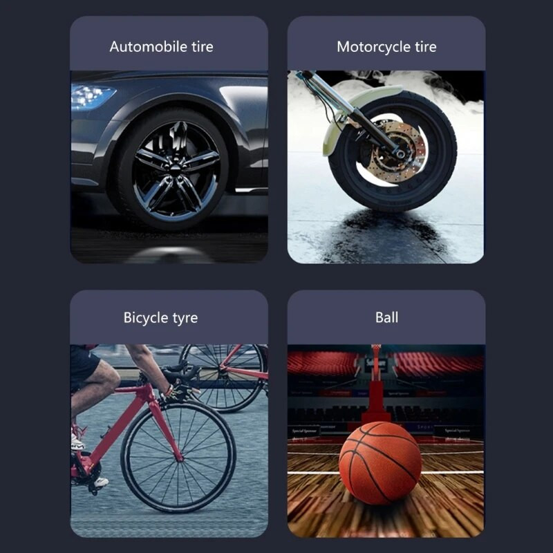 Nešiojamas oro kompresorius, elektrinis automobilio siurblys, automatinis motociklo padangų pripūtimo skaitmeninis slėgio matuoklis, aptinkamas su LED lempa