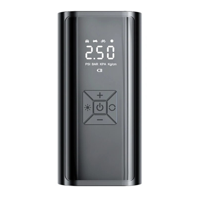 Nešiojamas oro kompresorius, elektrinis automobilio siurblys, automatinis motociklo padangų pripūtimo skaitmeninis slėgio matuoklis, aptinkamas su LED lempa