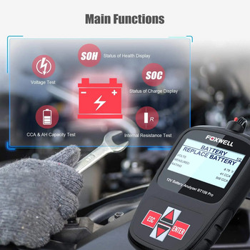FOXWELL BT100 Pro 12V тестер за автомобилни акумулатори 100-1100CCA 12V цифров анализатор на батерии инструмент за скенер за зареждане на автомобила