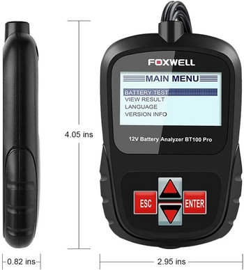 FOXWELL BT100 Pro 12V Car Battery Tester 100-1100CCA 12V Digital Battery Analyzer Vehicle Cranking Charging Scanner