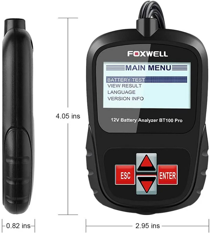 FOXWELL BT100 Pro 12V automašīnas akumulatora testeris 100-1100CCA 12V digitālais akumulatora analizators, transportlīdzekļa palaišanas uzlādes skenera rīks