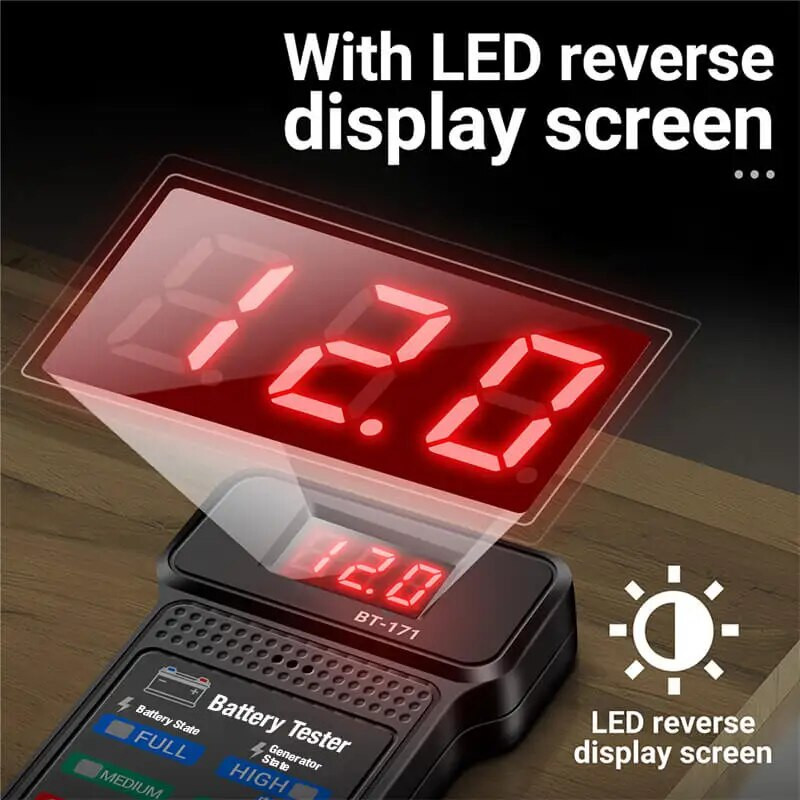 Akumulatora testeris 12V LCD digitālais automātiskais akumulatoru analizators uzlādes kloķa sistēmas testeris automašīnas akumulatora pārbaudītāja diagnostikas rīks