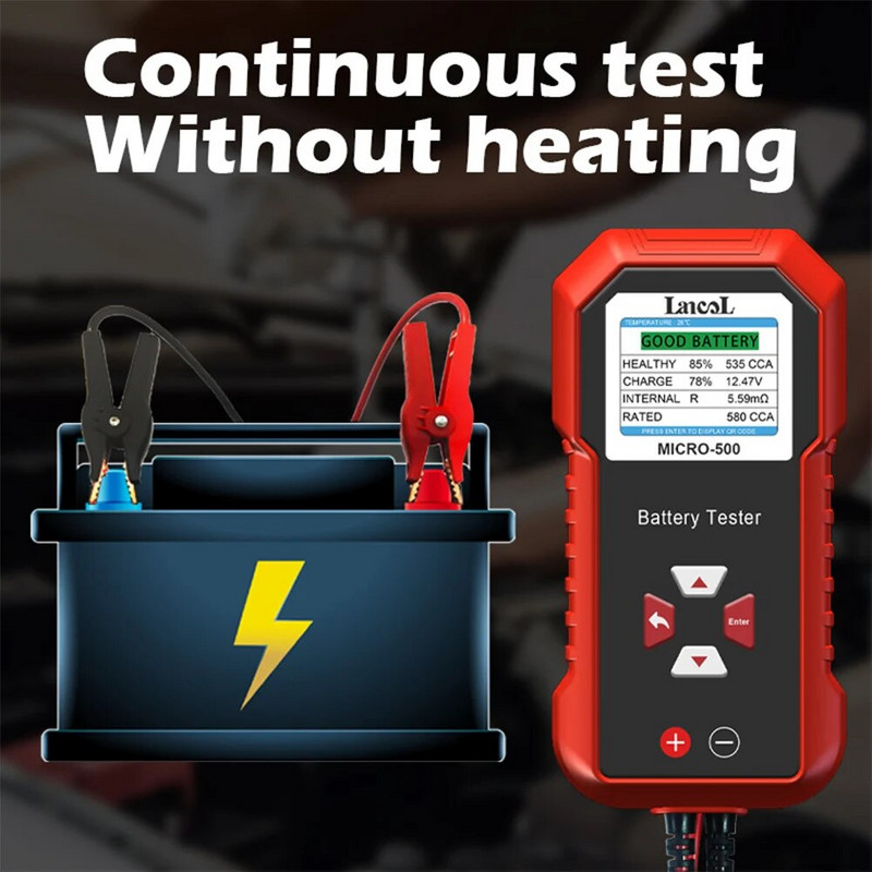 Autoaku tester 12V 24V liitiumaku test Pliihappeaku analüsaatori süsteemi test 40-3000 CCA LED-ekraan QR-koodina