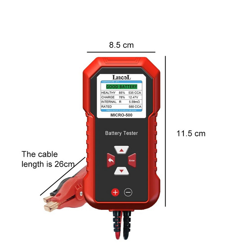 Autoaku tester 12V 24V liitiumaku test Pliihappeaku analüsaatori süsteemi test 40-3000 CCA LED-ekraan QR-koodina