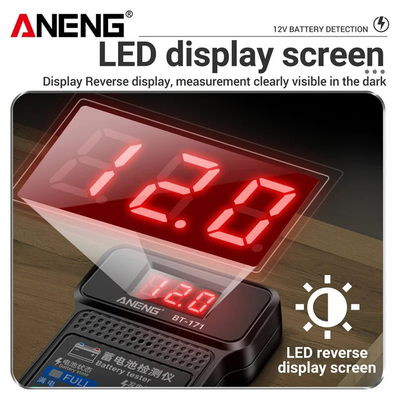 Πολυλειτουργικός ελεγκτής μπαταρίας αυτοκινήτου 12V BT-171 Ψηφιακός αναλυτής αυτόματης μπαταρίας LCD φόρτιση Συστήματος ελέγχου στροφαλοφόρου διαγνωστικά εργαλεία