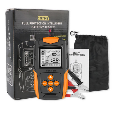 Pagriešanas lādēšanas rīks Automašīnas akumulatora testeris 12V 24V automātiskās diagnostikas rīki mitrai/želejai/svina-skābes akumulatoru akumulatoru analizatoram