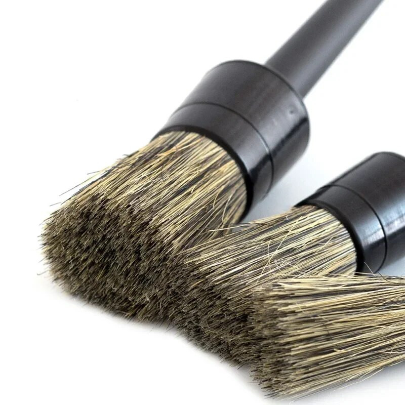 3 db természetes vaddisznószőr autó részletező kefe készlet puha sörtéjű autótisztító kefe készletek gumiabroncs kerék mosó külső tartozékok