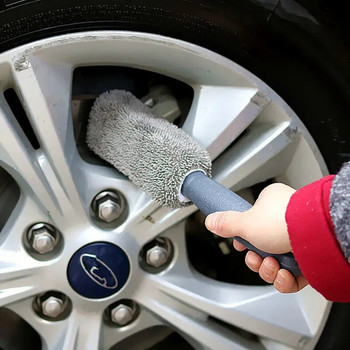 Για Εργαλεία καθαρισμού αυτοκινήτου πλυσίματος αυτοκινήτου Φορητή βούρτσα τροχού τροχού από μικροΐνες Καθαρισμός πλυσίματος τροχών αυτοκινήτου με πλαστική λαβή