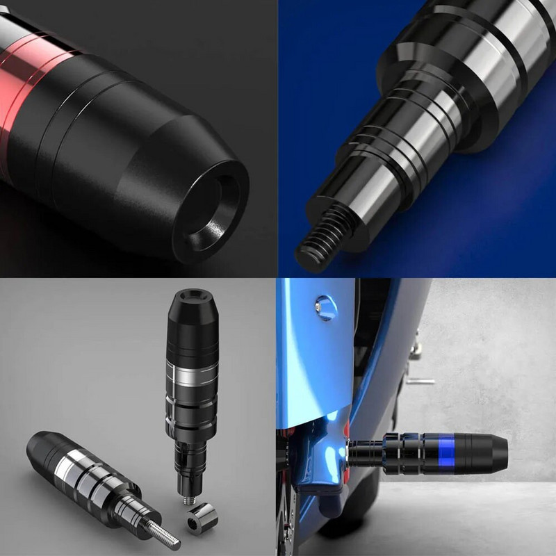 1 PAIR 8 mm motocikla pret krītošā stieņa motorollera motocikla CNC alumīnija dzinēja slīdošā rāmja aizsargstieņa aizsargstienis