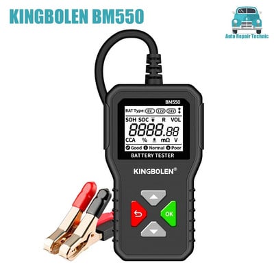 KING-BOLEN BM550 automašīnas akumulatora ietilpības testera instrumenti 6V 12V 24V 100-2000CCA kloķa uzlādes ķēde 2Ah-220Ah analizators PK KW208