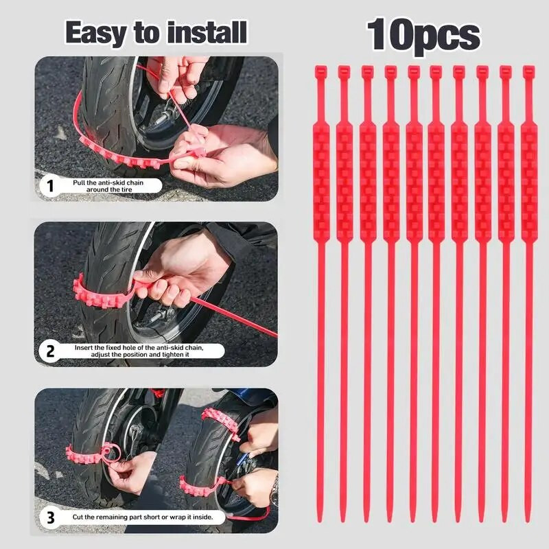 10Pcs Αντιολισθητική Αλυσίδα Χιονιού Ανθεκτική στη Θερμοκρασία Αλυσίδα Ελαστικών Πρόσφυση Για Δρόμο Χιονιού Λάσπη Δρόμος Πάγος Δρόμος Άμμος Αξεσουάρ μοτοσυκλέτας