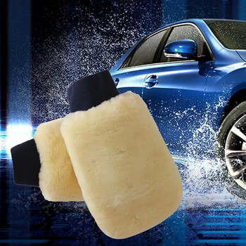 1 τεμ Real Sheepskin Mitt Car Soft Polishing Glove Lambswool Washing Cleaning Polish Car Cleaning Washing