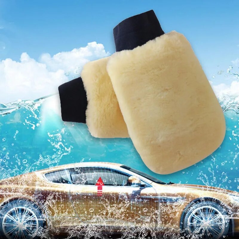 1 τεμ Real Sheepskin Mitt Car Soft Polishing Glove Lambswool Washing Cleaning Polish Car Cleaning Washing