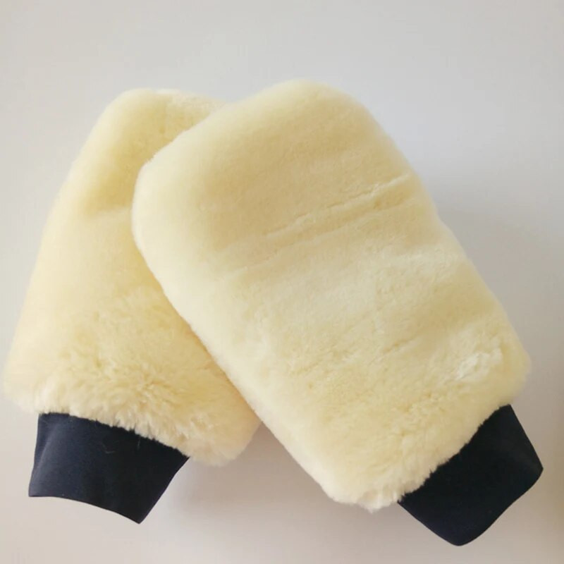 1 τεμ Real Sheepskin Mitt Car Soft Polishing Glove Lambswool Washing Cleaning Polish Car Cleaning Washing