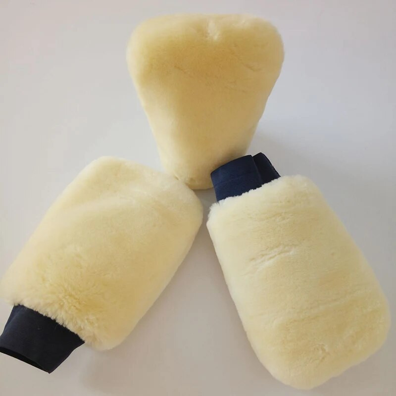 1 τεμ Real Sheepskin Mitt Car Soft Polishing Glove Lambswool Washing Cleaning Polish Car Cleaning Washing