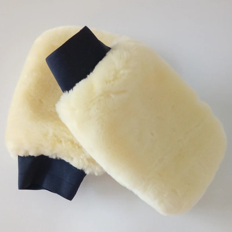 1 τεμ Real Sheepskin Mitt Car Soft Polishing Glove Lambswool Washing Cleaning Polish Car Cleaning Washing