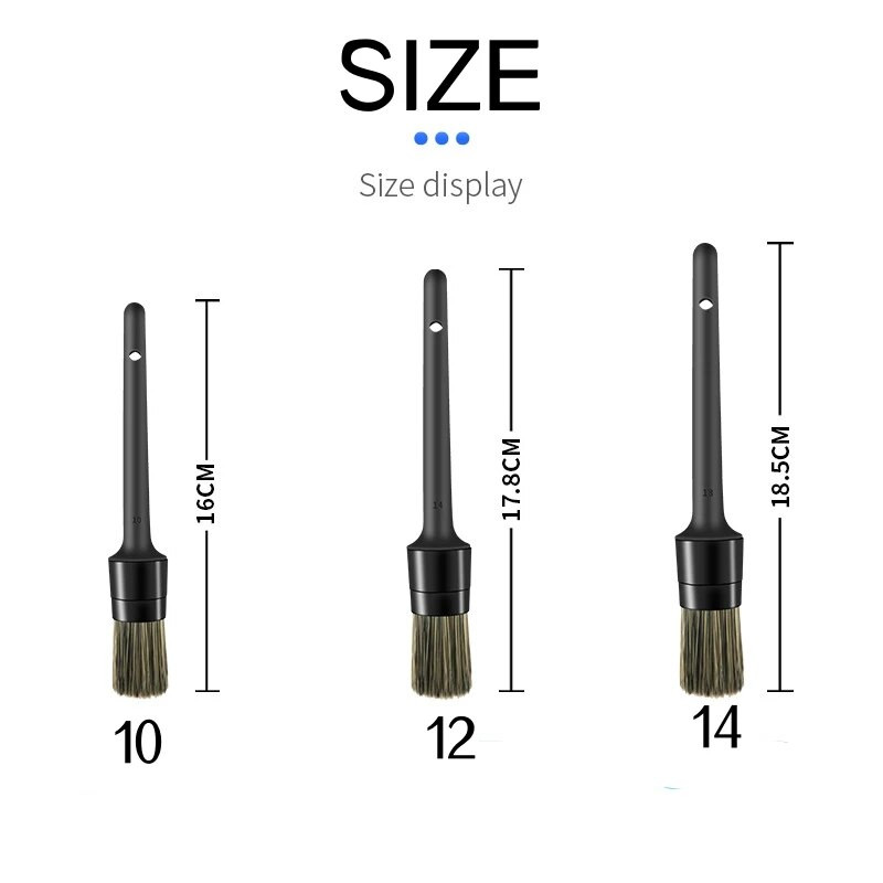 3 tk Naturaalse metssiga karvadega autode detailiharjade komplekt Pehmete harjastega autopuhastusharja komplektid Atuo rehvivelgede pesu välistarvikud