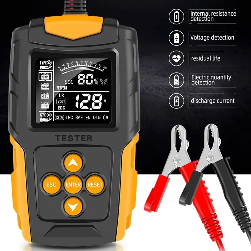 Tester trajanja baterije automobila 12V 24V Dijagnostički unutarnji otpor baterije LCD digitalni skener za punjenje Analizator Alati za pregled