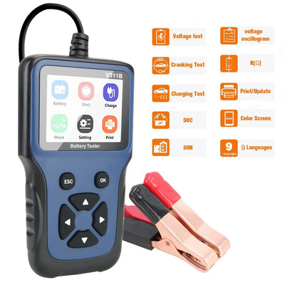 Alati za analizu opterećenja pri punjenju automobila Tester za ispitivanje punjača automobilskih baterija od 12 V, analizator V311B Auto dijagnostički alat