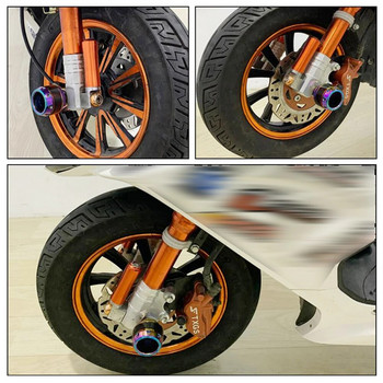 2PCS Burning Titanium Motorcycle Frame Slider Алуминиева чаша на предната вилка Falling Crush Protector Carbon Fiber за мотоциклет скутер
