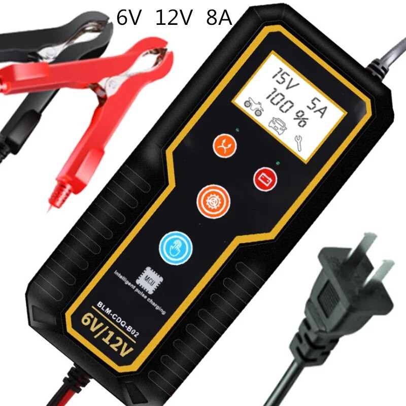 Automašīnu un motociklu akumulatoru lādētājs 6V12V svina-skābes akumulators daudzfunkcionāls inteliģentais impulsu remonta veids