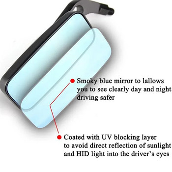Τιμόνι μοτοσικλέτας Καθρέφτες πίσω όψης Ορθογώνιο Μαύρο Τετράγωνο Smoke Μπλε γυαλί 8mm/10mm Universal Πλαϊνός Καθρέπτης Mobike