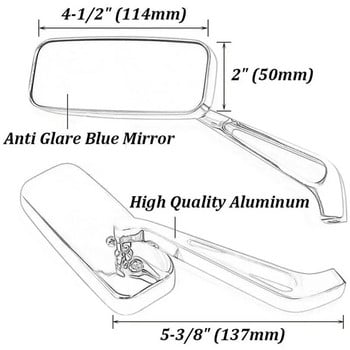 Τιμόνι μοτοσικλέτας Καθρέφτες πίσω όψης Ορθογώνιο Μαύρο Τετράγωνο Smoke Μπλε γυαλί 8mm/10mm Universal Πλαϊνός Καθρέπτης Mobike