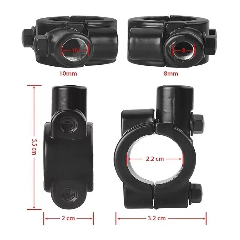 Mootorratta tahavaate juhtraua peegli kinnituse hoidiku adapteri klambri alus 8 mm 10 mm 7/8" must alumiinium universaalne mootorratta tööriist