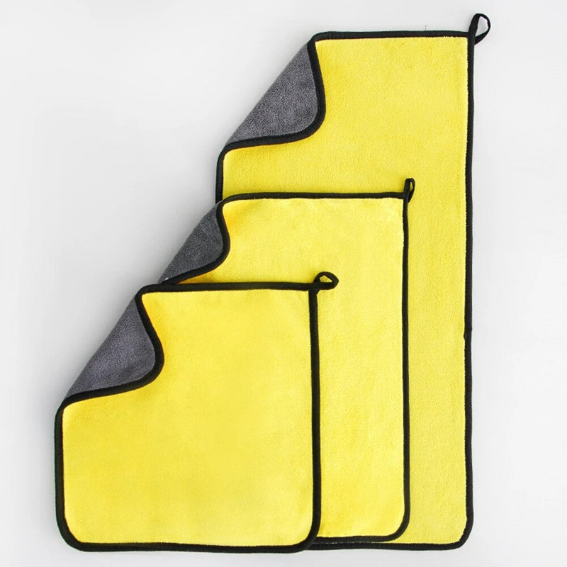 Mikrošķiedras tīrīšanas dvielis sabiezināts mīksts žāvēšanas lupatiņš auto tīrīšanas lupatiņas iekšpusē un ārpusē Divslāņu tīrīšanas lupatas 30*60cm