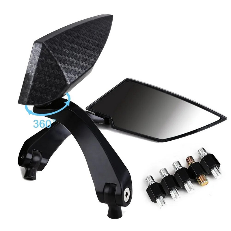 Pora universalių reguliuojamų motociklų paspirtukų gyvatės odos modelio aliuminio šoninių galinio vaizdo veidrodžių (juodos spalvos)