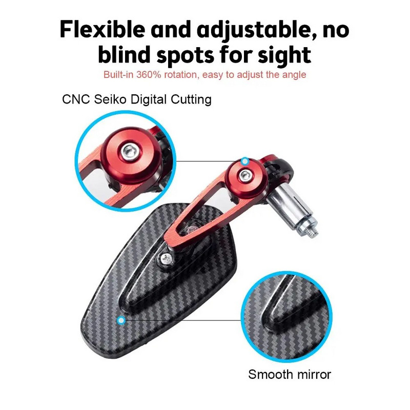 Motorkerékpár-visszapillantó tükrök átlátszó üveg robogórúd vég Kormánytükör Módosított fordított hátsó tükör motorkerékpár-tartozékok