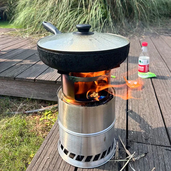 Къмпинг печка на дърва Преносима лека клонки за изгаряне на открито Не е необходим газ за раница Туризъм Риболов Лов Трайна употреба