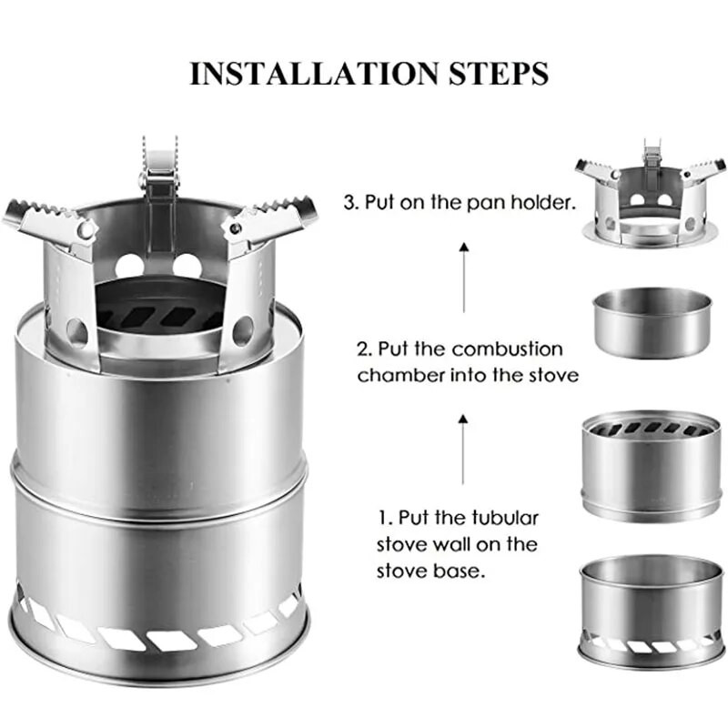 Kempinga malkas plīts pārnēsājama viegla āra apdeguma zari, nav nepieciešama gāze ceļošanai ar mugursomu pārgājieniem, makšķerēšanai, medībām, ilgstošai lietošanai
