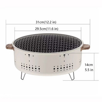 Многофункционална скара за барбекю на дървени въглища Мини кръгла печка за барбекю Преносима корейска къмпинг настолна печка за опушване