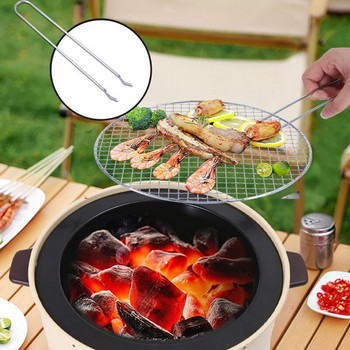 Многофункционална скара за барбекю на дървени въглища Мини кръгла печка за барбекю Преносима корейска къмпинг настолна печка за опушване