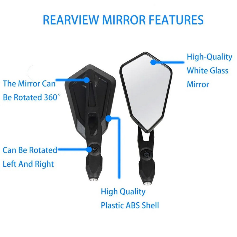Vastupidav mootorratta tahavaatepeegli komplekt Spiegel Paar Honda Yamaha Kawasaki Maverick Booster M10 Enduro KTM Suzuki Black jaoks