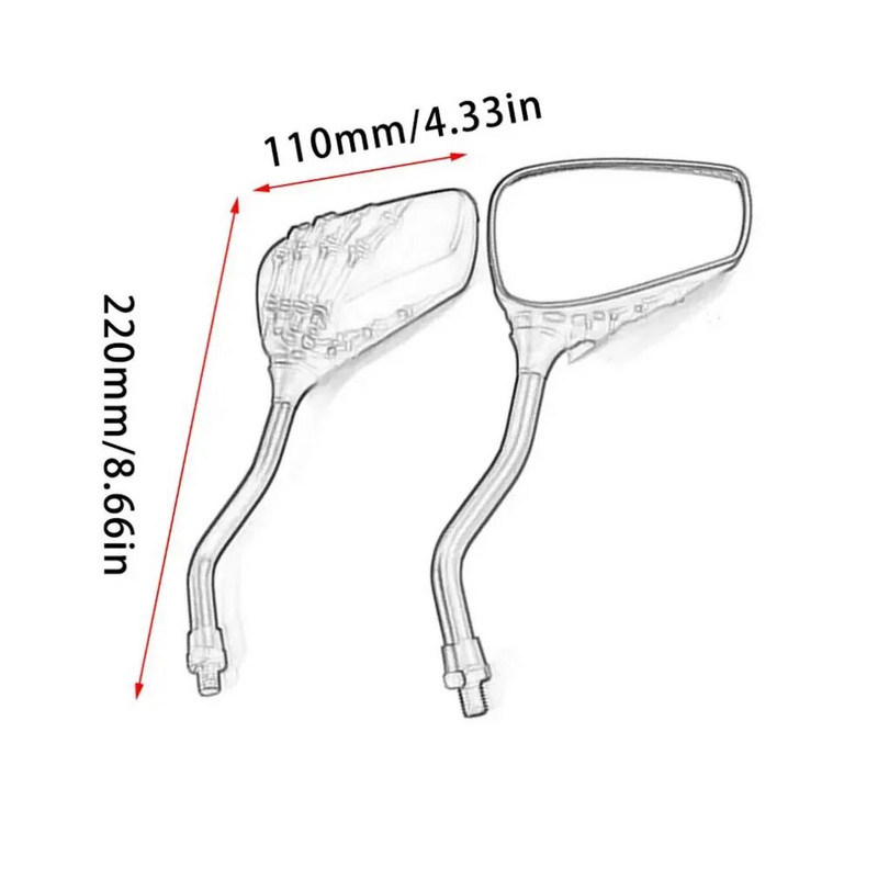 UUS 2tk universaalne mootorratta tõukeratas tagumise küljepeegli modifikatsiooniga kolju varje tahavaatepeeglid