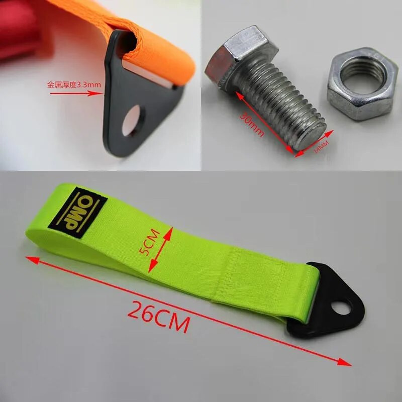 Kõrgtugevast nailonist autohaagise köied veorihm Universaalne võidusõiduautode pukseerimisköied Auto haagise köied kaitseraua haagise pukseerimisrihm