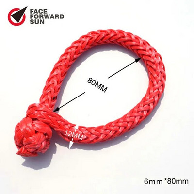 Besplatna dostava Crveni 6mm*80mm sintetički okov za vitlo, mekani okov za jahtu, UHMWPE okov za brod, jedrenje, pribor